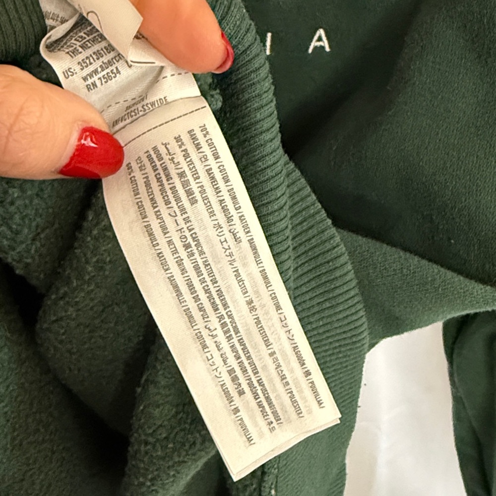 Hollister Men's Classic Logo Pocket Hoodie Sweatshirt - Green - Large - Picture 6 of 7